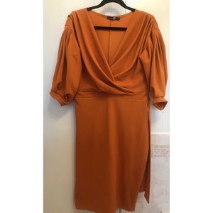 Off shoulder wrap midi dress